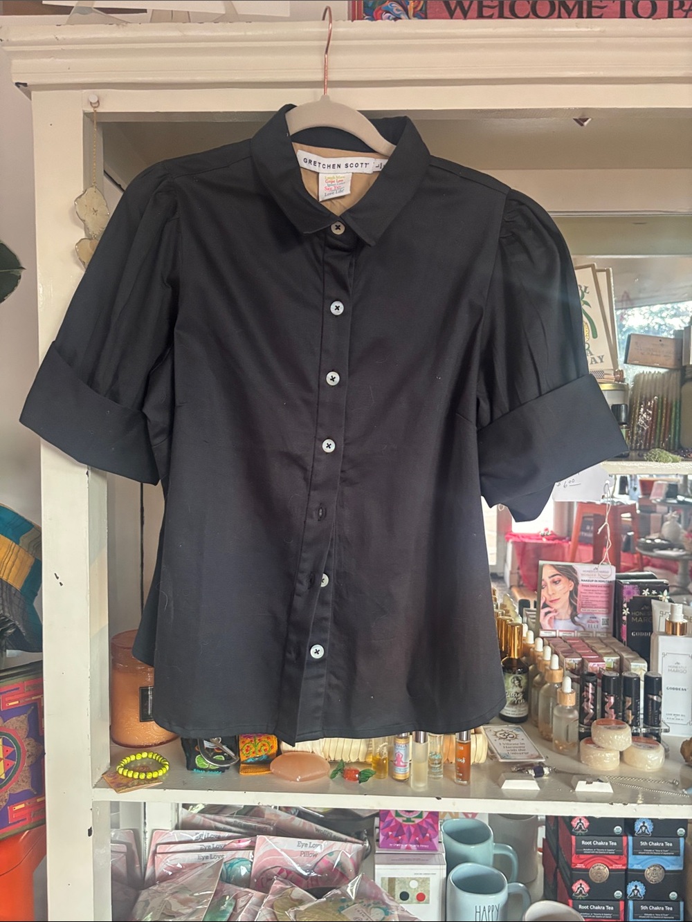Gretchen Scott Designs Black Short-Sleeve Button-Down Shirt